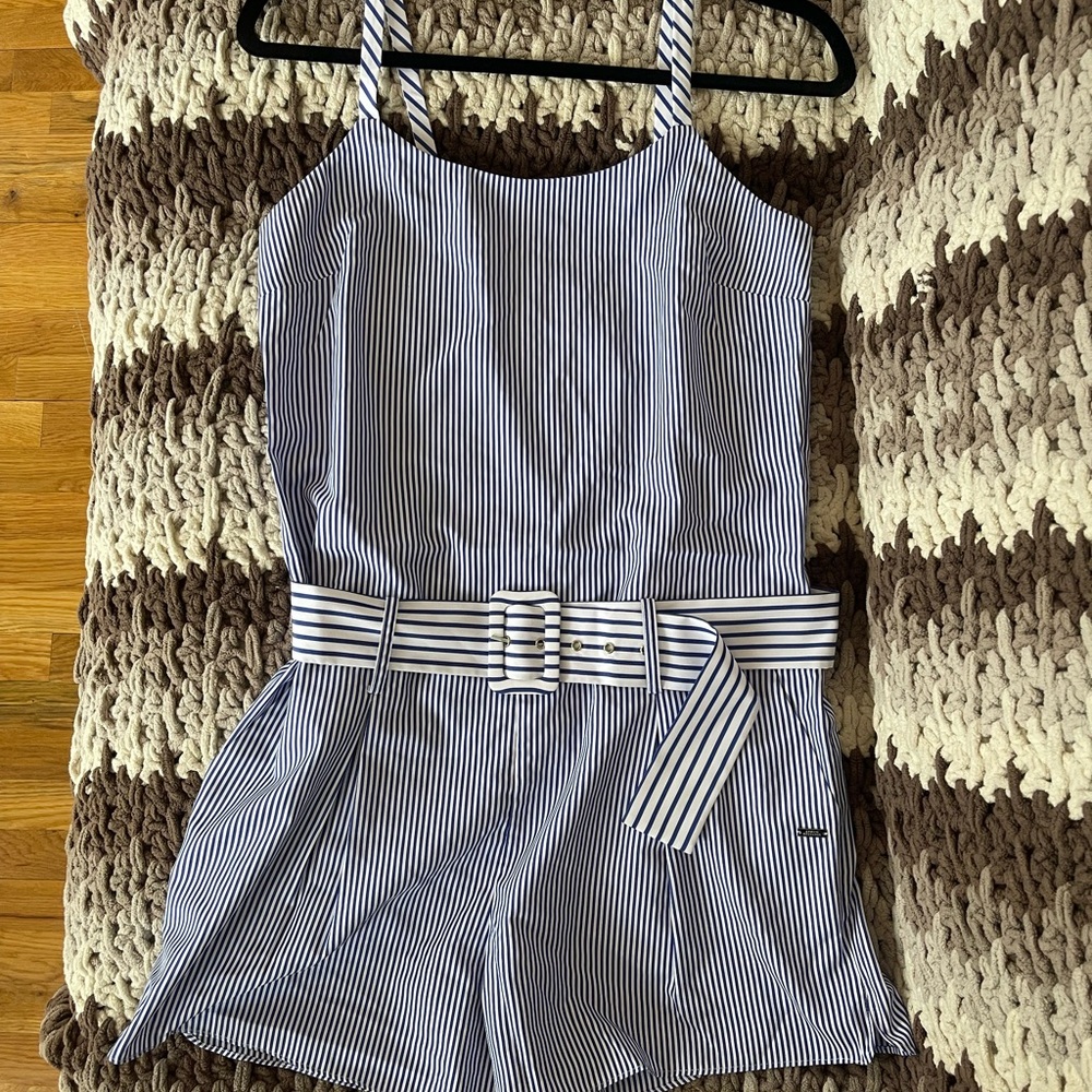 Striped Blue and White Romper
